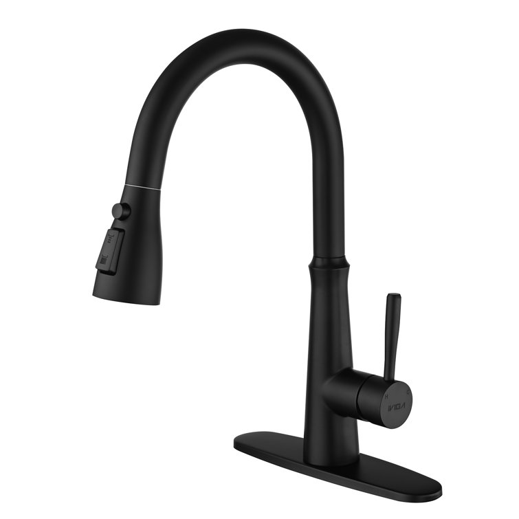 Matte Black Stainless Steel Pull-Down Kitchen Faucet with Spray