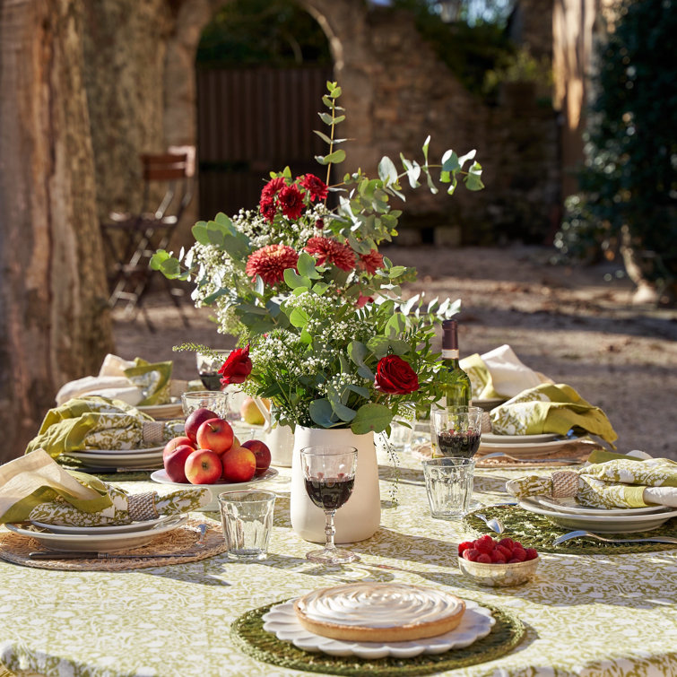 Meadows Vert 59" Square Fabric Tablecloth