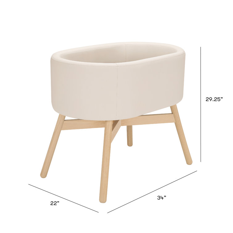 Ivory Vegan Leather and Wood Modern Bassinet