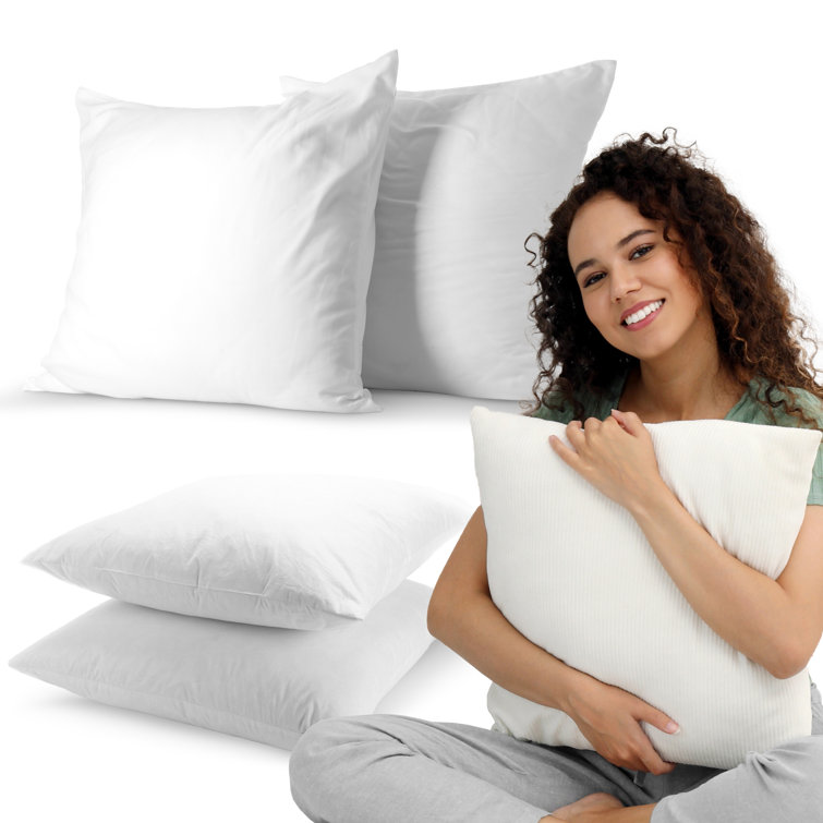 Cheer Collection Set of 2 White Microfiber Square Throw Pillows 16" x 16"