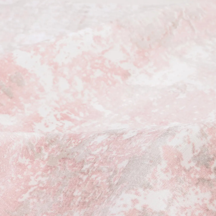 Blush Pink Abstract Handmade Wool Runner Rug