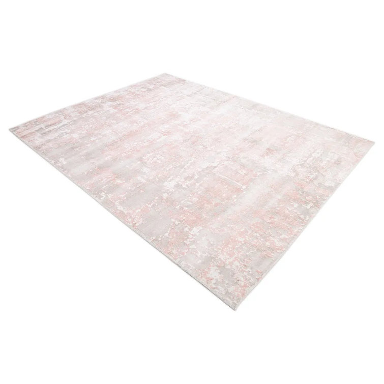 Blush Pink Abstract Hand-Knotted Wool & Viscose 8' x 10' Rug