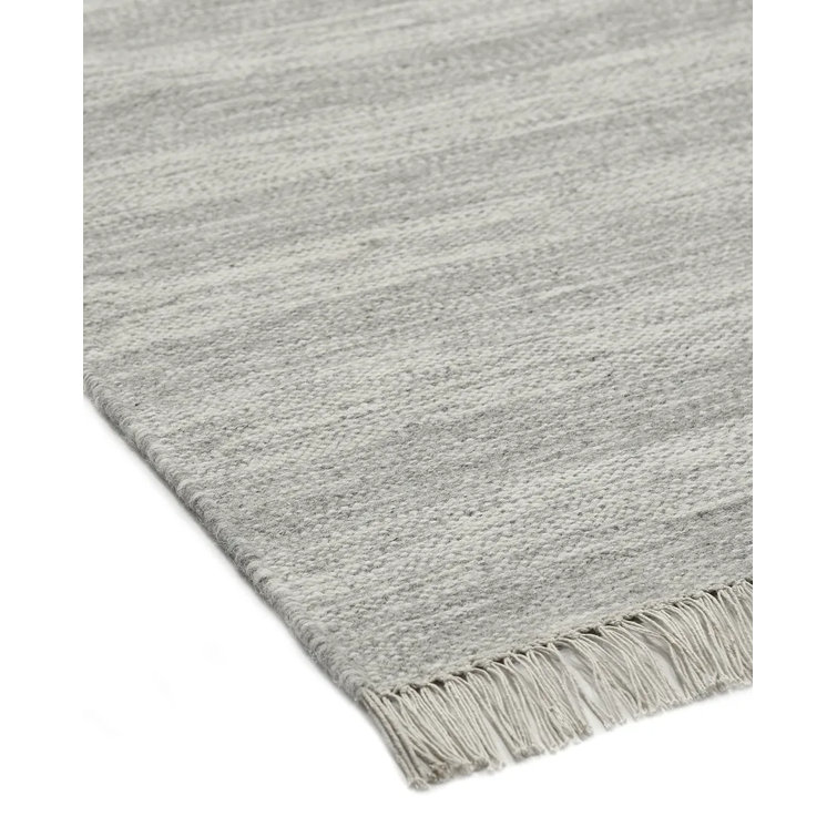 Louella Silver Stripe Handwoven Wool 8' x 10' Area Rug