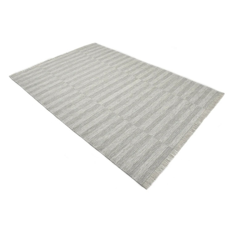 Louella Silver Stripe Handwoven Wool 8' x 10' Area Rug