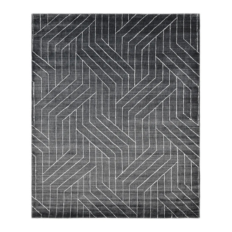 Elysian Gray Hand-Knotted Wool and Viscose 8' x 10' Area Rug
