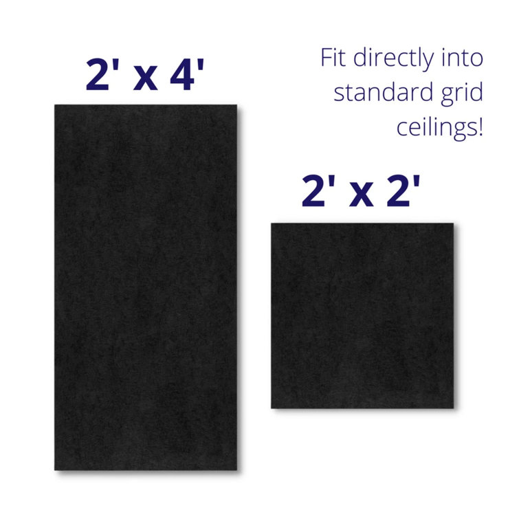 Black Matte Sound Absorbing Drop-In Ceiling Tiles