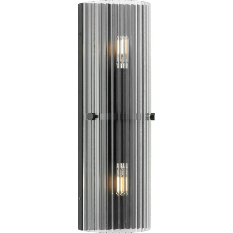 Matte Black and Glass 18" Direct Wired Wall Sconce