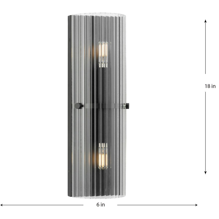 Matte Black and Glass 18" Direct Wired Wall Sconce