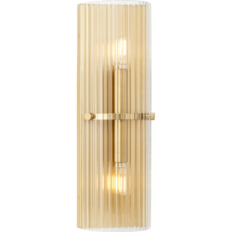 Soft Gold Ridged Glass 2-Light Wall Sconce