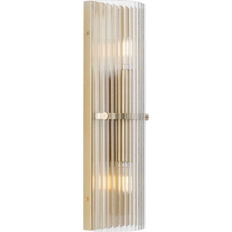 Soft Gold Ridged Glass 2-Light Wall Sconce