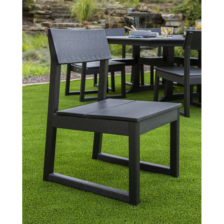 EDGE Modern Black Polywood Armless Dining Side Chair