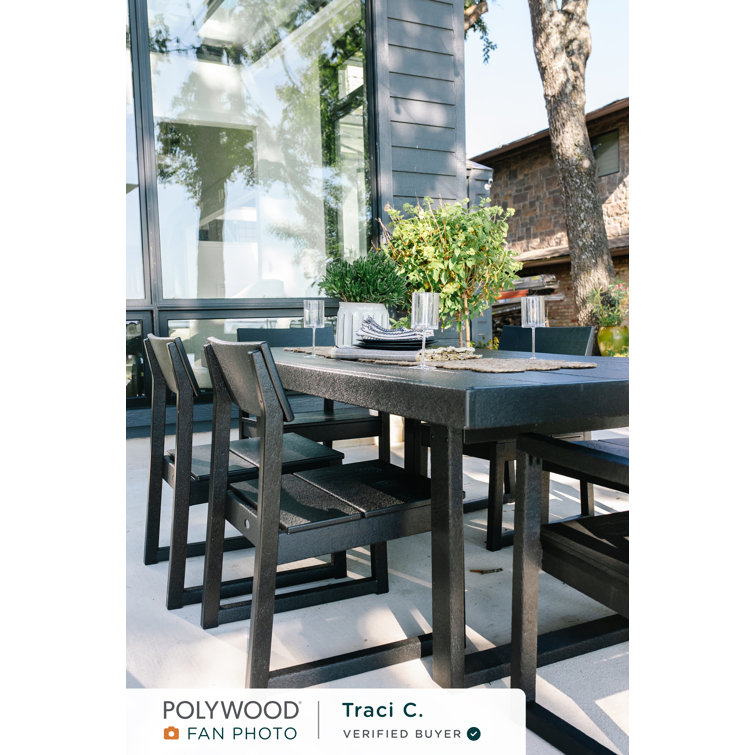 EDGE Modern Black Polywood Armless Dining Side Chair