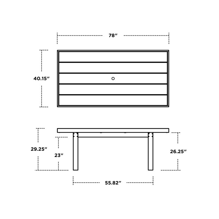 Slate Gray Polywood Outdoor Dining Table with Modern Legs