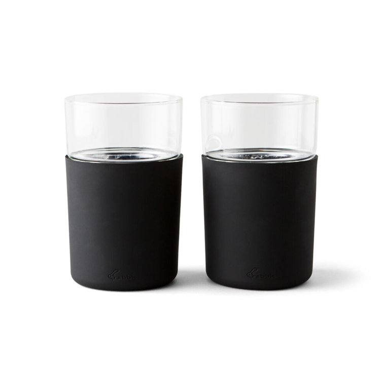 Black 12 oz Double Wall Freezable Beer Glasses Set