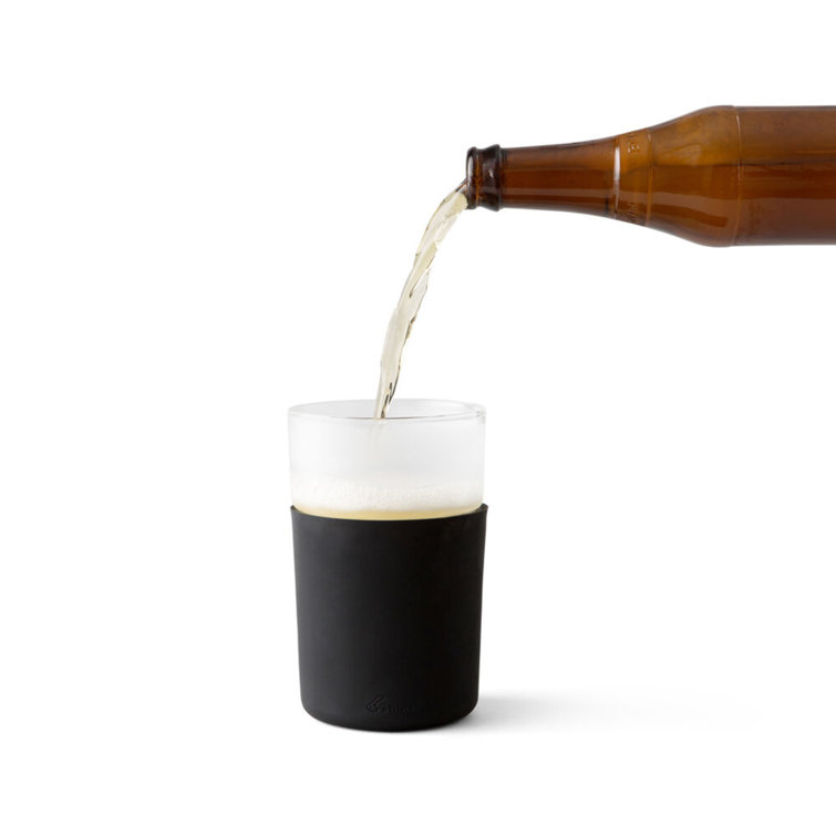 Black 12 oz Double Wall Freezable Beer Glasses Set