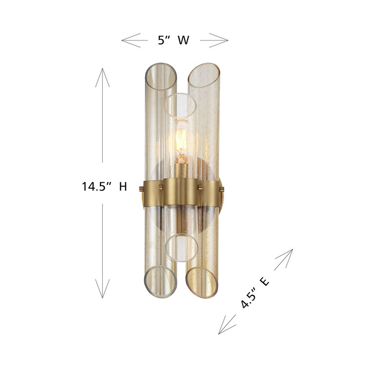 Warm Brass Art Deco Sconce with Clear and Champagne Glass