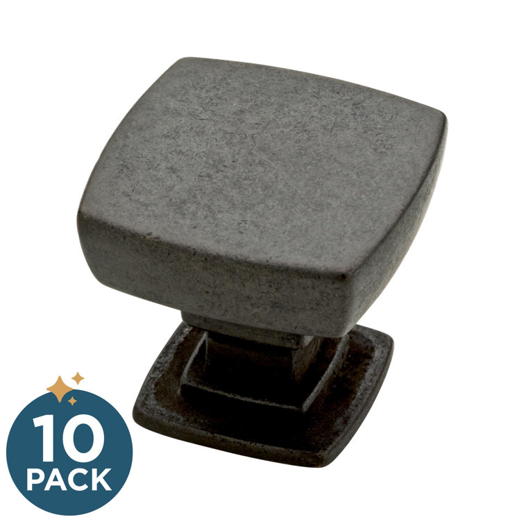 Webber Matte Black Square Iron Cabinet Knob 10-Pack
