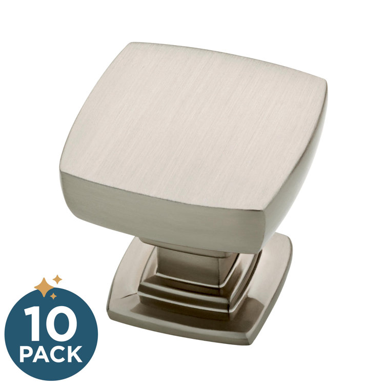 Brushed Nickel Square Cabinet Knob with Mounting Hardware