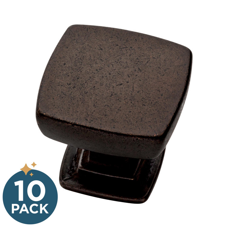 Warm Chestnut Square Zinc Cabinet Knob Set