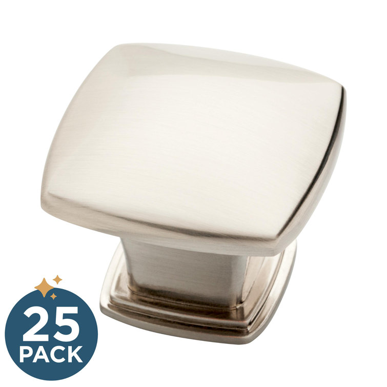Soft Square Brushed Satin Nickel Cabinet Knob with Mounting Hardware