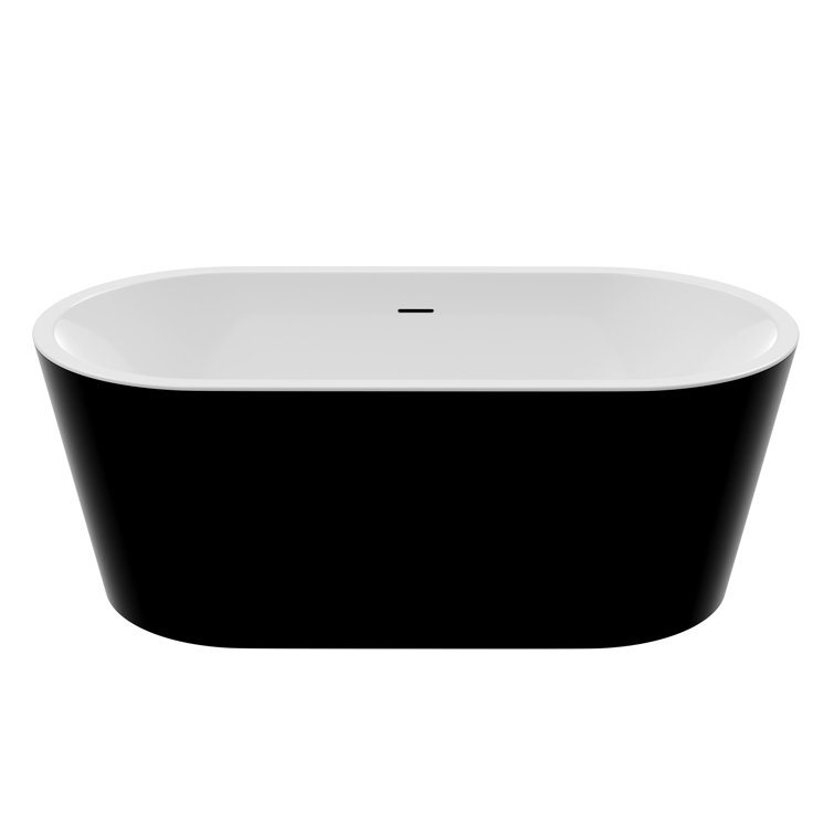 Black and White 55 Inch Acrylic Freestanding Bathtub