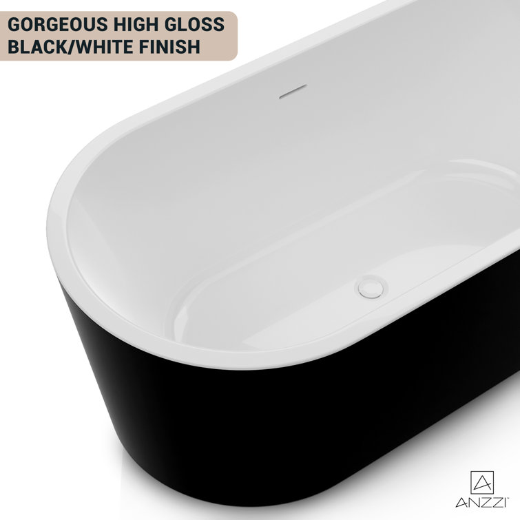 Chand Series 59" Black and White Acrylic Freestanding Bathtub