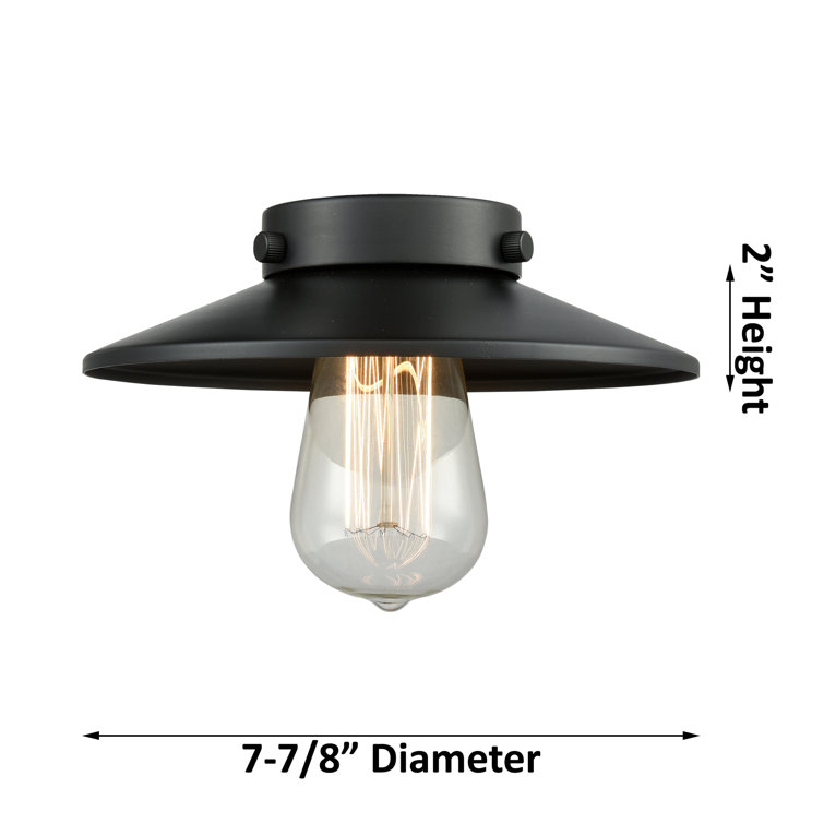 Railroad Matte Black 8" Mini Pendant with LED, Fluorescent Options