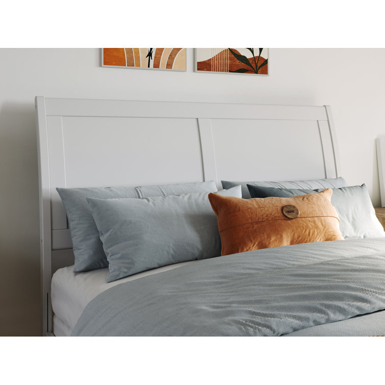 Portland White Solid Wood Full Platform Bed with Headboard