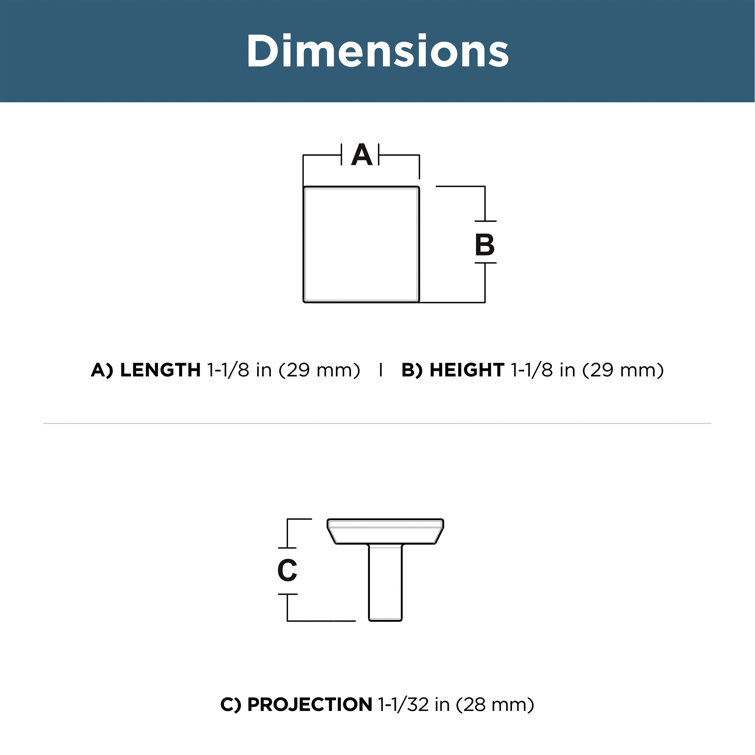 Matte Black Square Brass Cabinet Knob Set