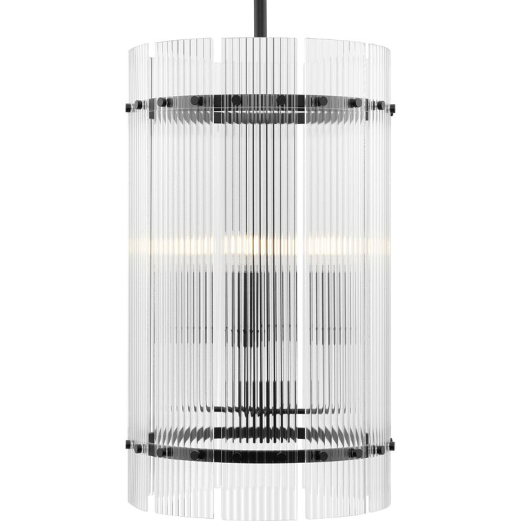 Seville Matte Black and Gold Glass 4-Light Chandelier