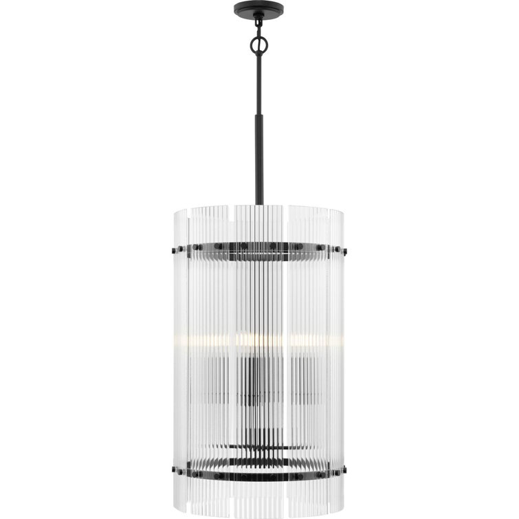Seville Matte Black and Gold Glass 4-Light Chandelier