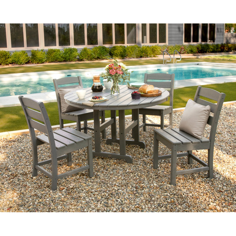 Slate Grey Round Plastic Patio Dining Set for 4