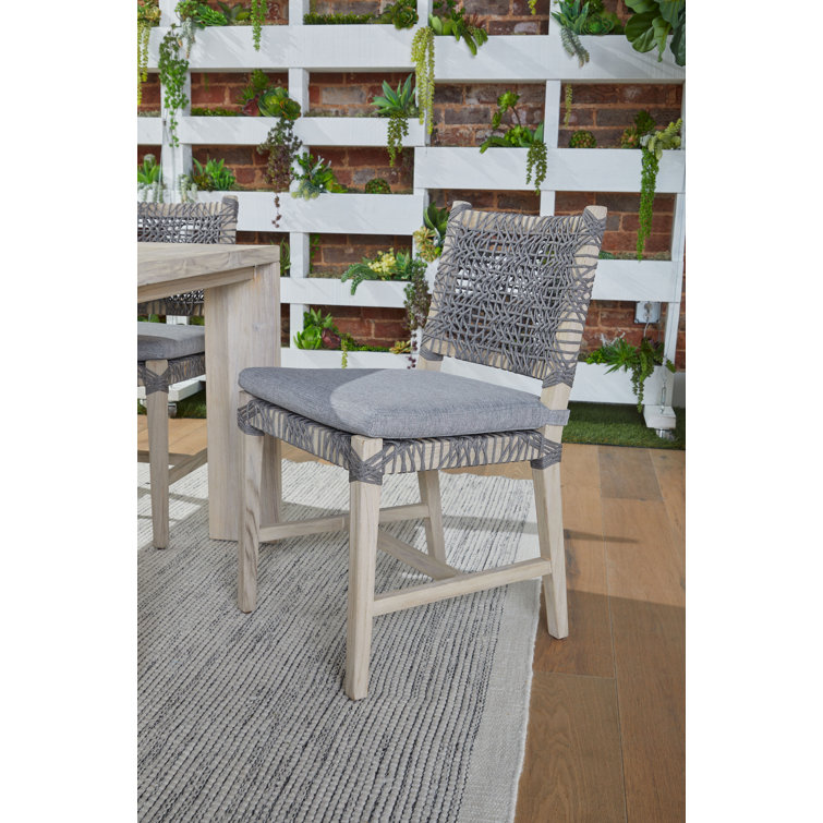 Costa Gray Teak Outdoor Dining Chairs with Cushions, Set of 2