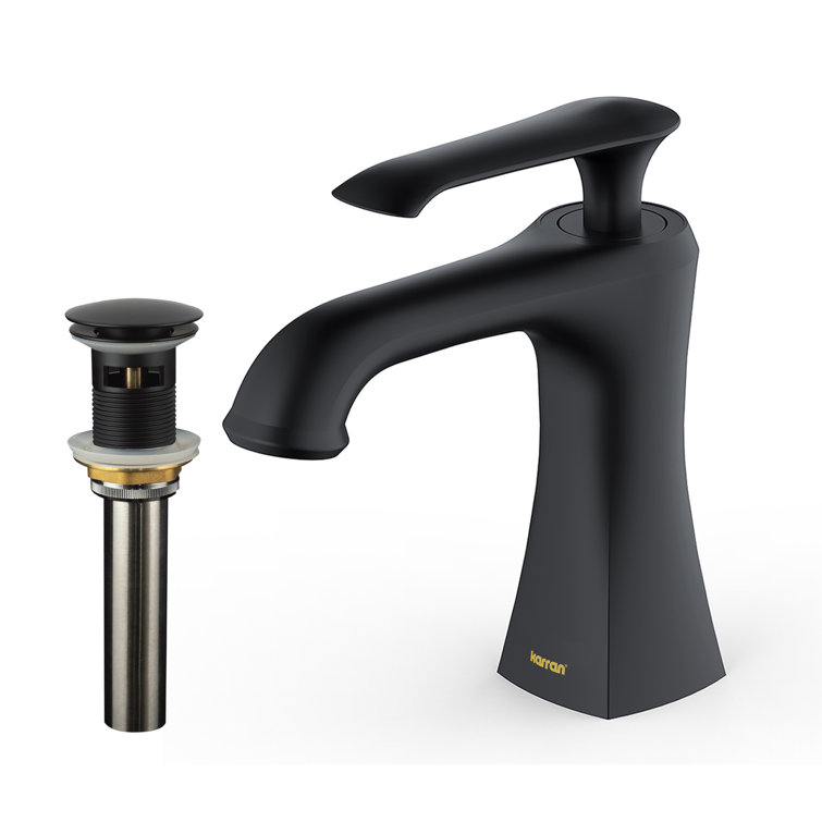 Matte Black Single Handle Bathroom Faucet with Pop-up Drain
