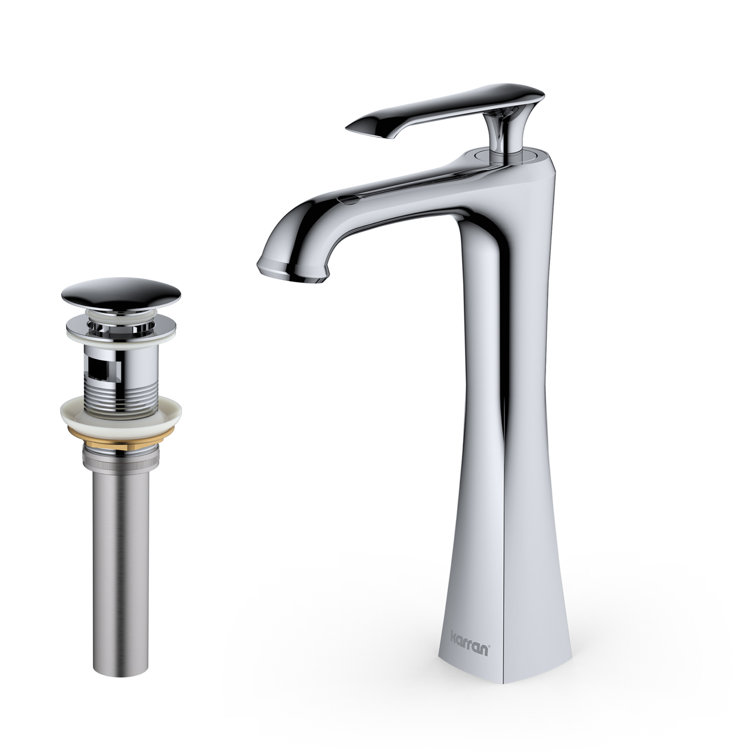 Chrome Single Handle Vessel Bathroom Faucet with Pop-Up Drain