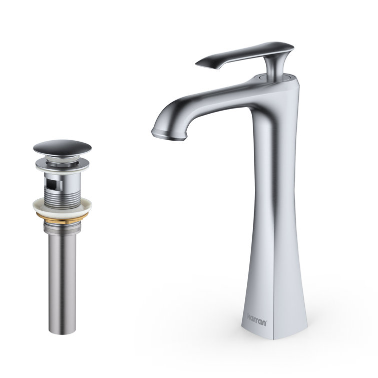 Stainless Steel Single Handle Vessel Bathroom Faucet with Pop-Up Drain