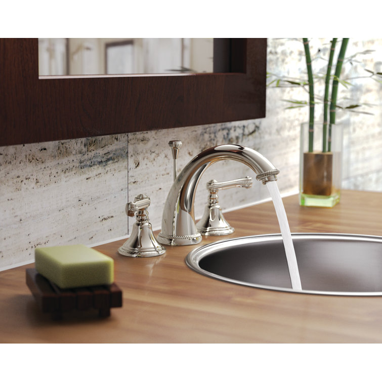 Amisa Stainless Steel Widespread Bathroom Faucet with Drain Assembly