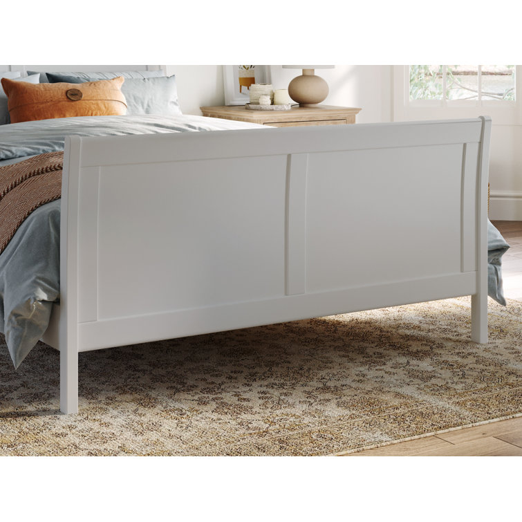Portland White Solid Wood Full Platform Bed with Headboard