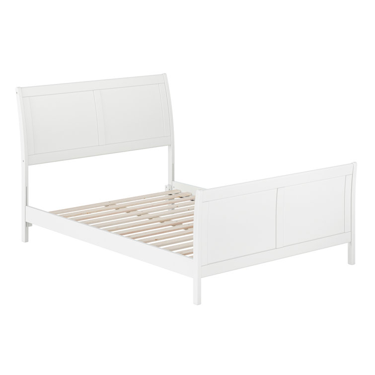 Portland White Solid Wood Full Platform Bed with Headboard