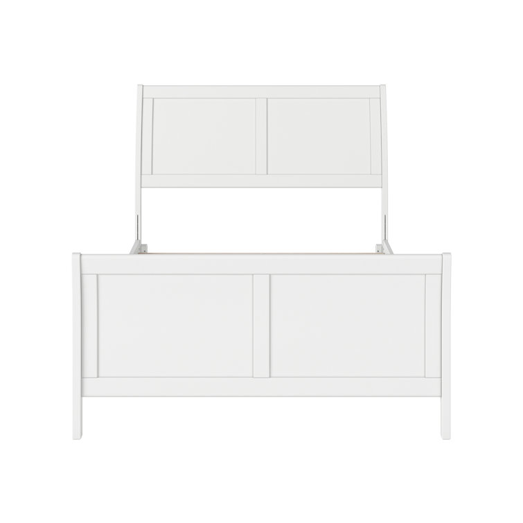 Portland White Solid Wood Full Platform Bed with Headboard