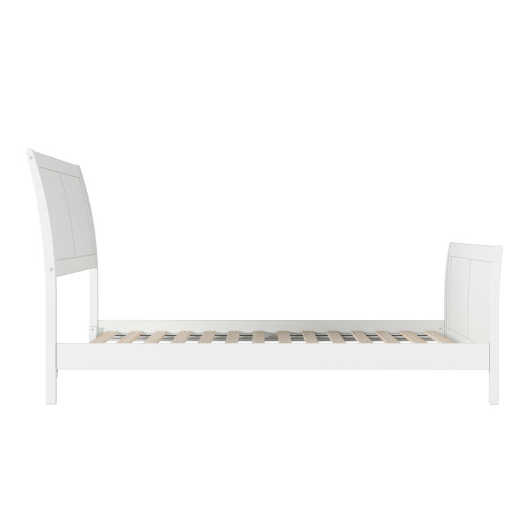 Portland White Solid Wood Full Platform Bed with Headboard