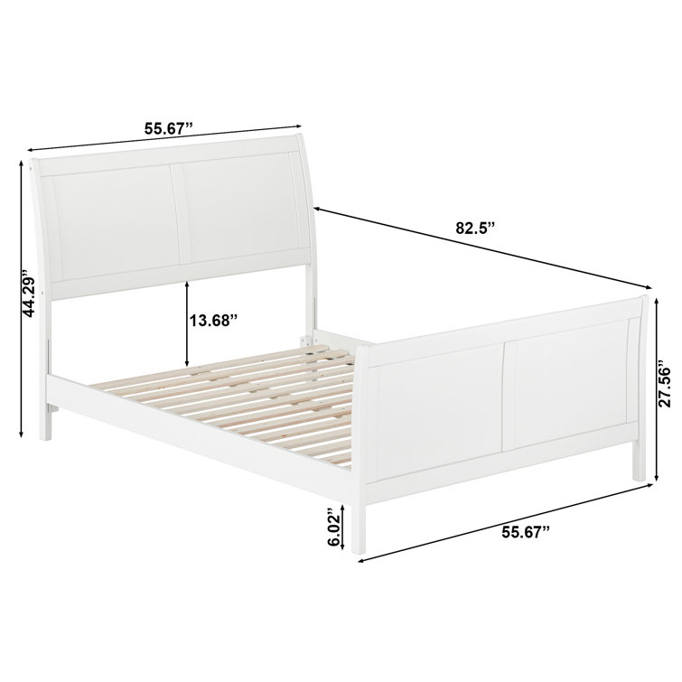Portland White Solid Wood Full Platform Bed with Headboard