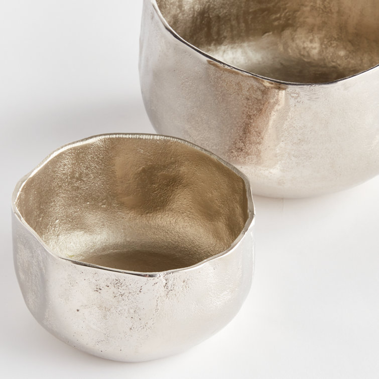 Amelia Silver Hammered Metal Cachepots Set