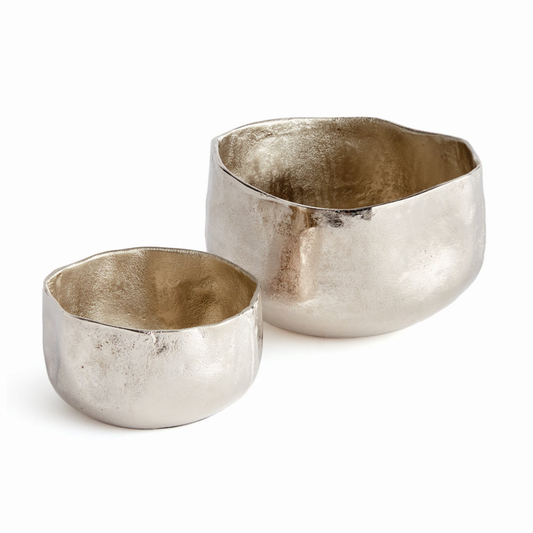 Amelia Silver Hammered Metal Cachepots Set