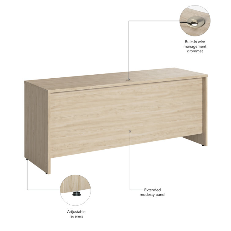 Natural Elm 71'' Wood Credenza Desk with Filing Cabinet