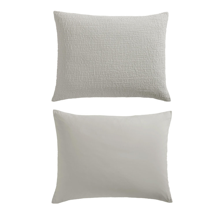 Queen Grey Cotton Puckered Texture Duvet Cover Set