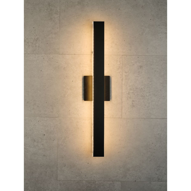 24" Matte Black LED Contemporary Outdoor Wall Light