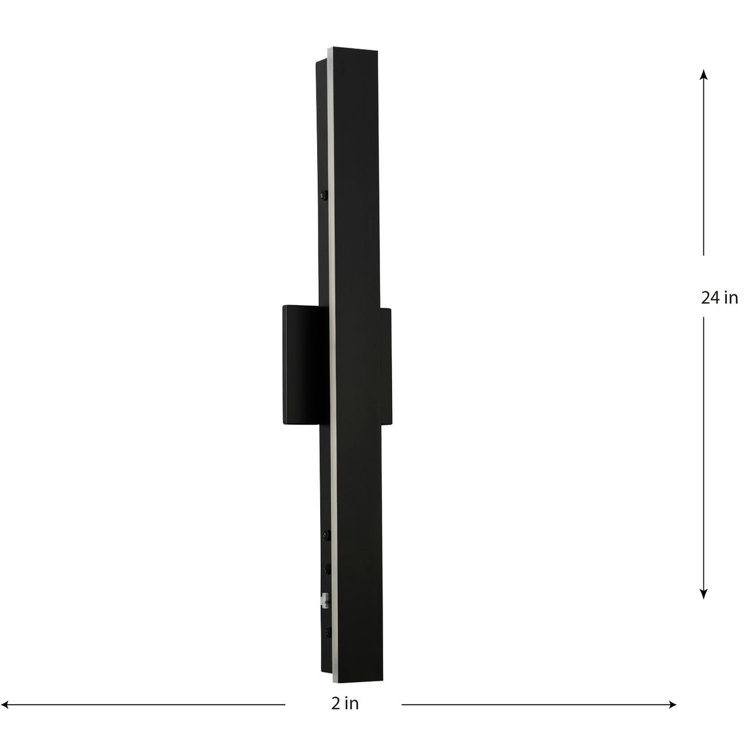 24" Matte Black LED Contemporary Outdoor Wall Light