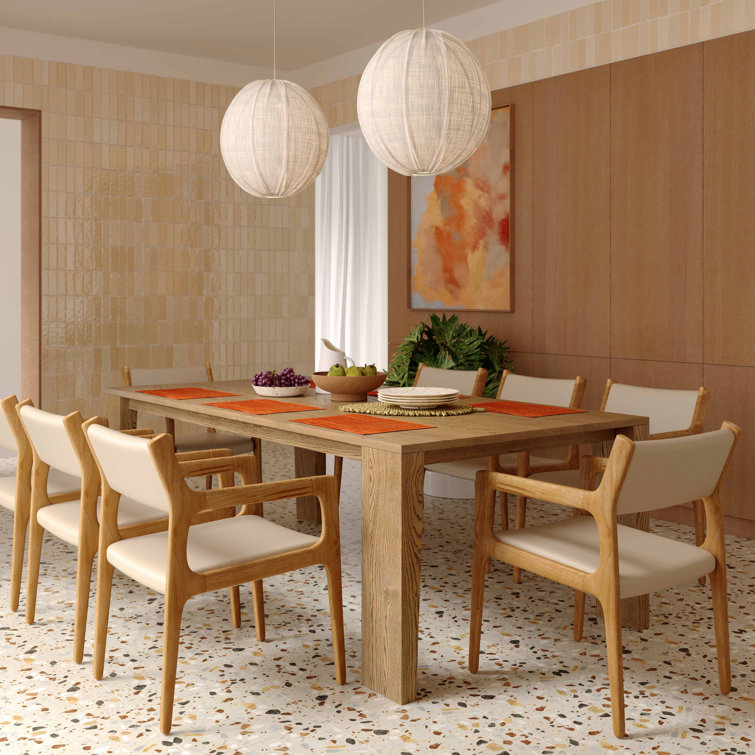 Natural Ash Wood Extendable Rectangular Dining Table for Eight