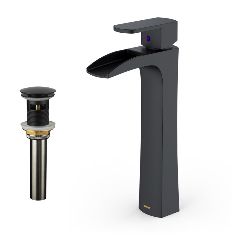 Matte Black Single-Handle Vessel Bathroom Faucet with Drain Assembly